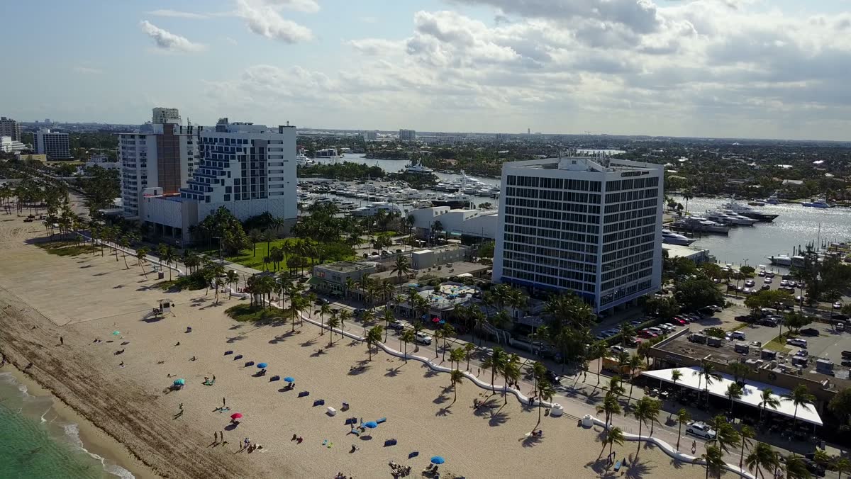Aerial view of the Pompano Beach shoreline